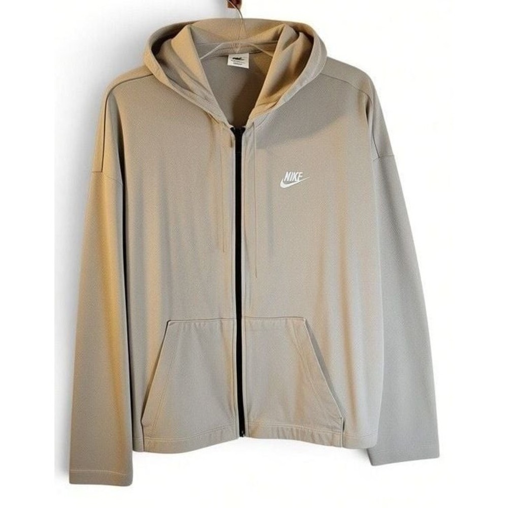 Nike Full-Zip Hoodie Tan Cropped Boxy Wide Sleeve Size XL